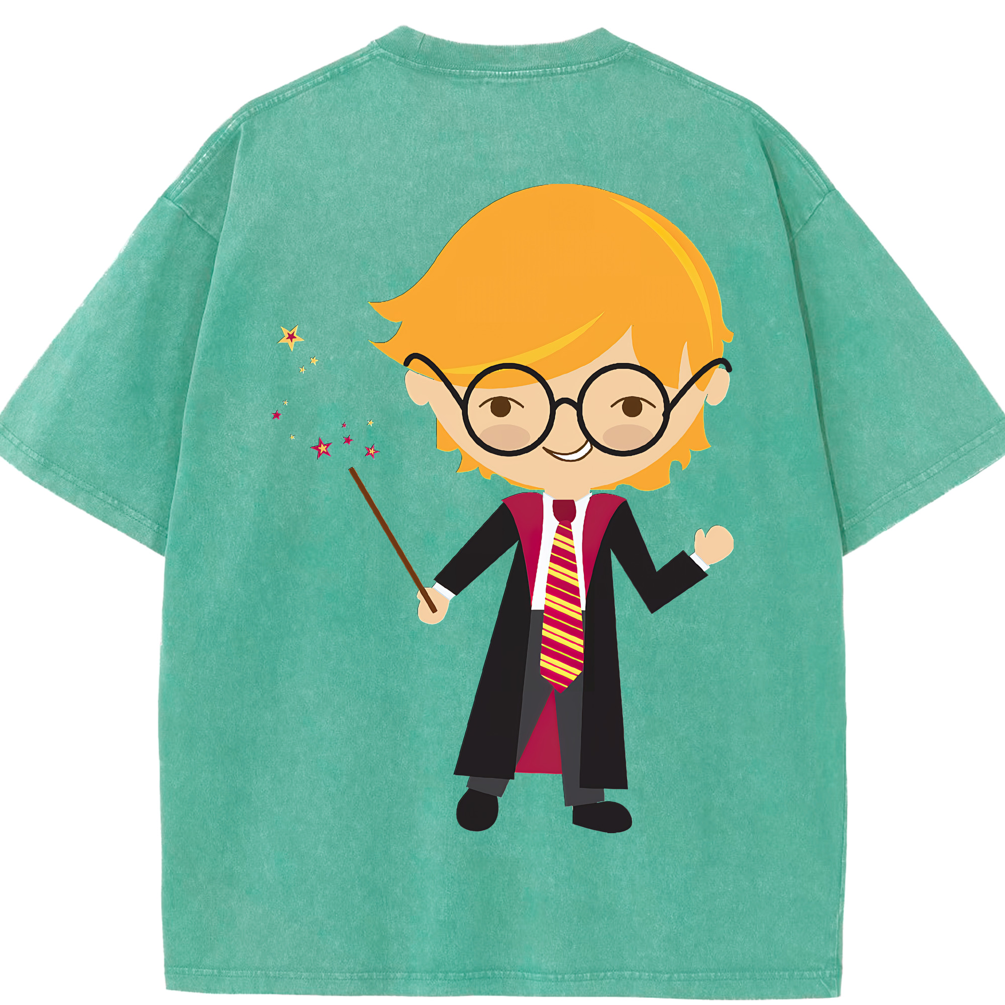 （画像用） Harry Potter ハリー・ポッターシリーズ 綿100% ヴィンテージ風 半袖Tシャツ（背面プリント）